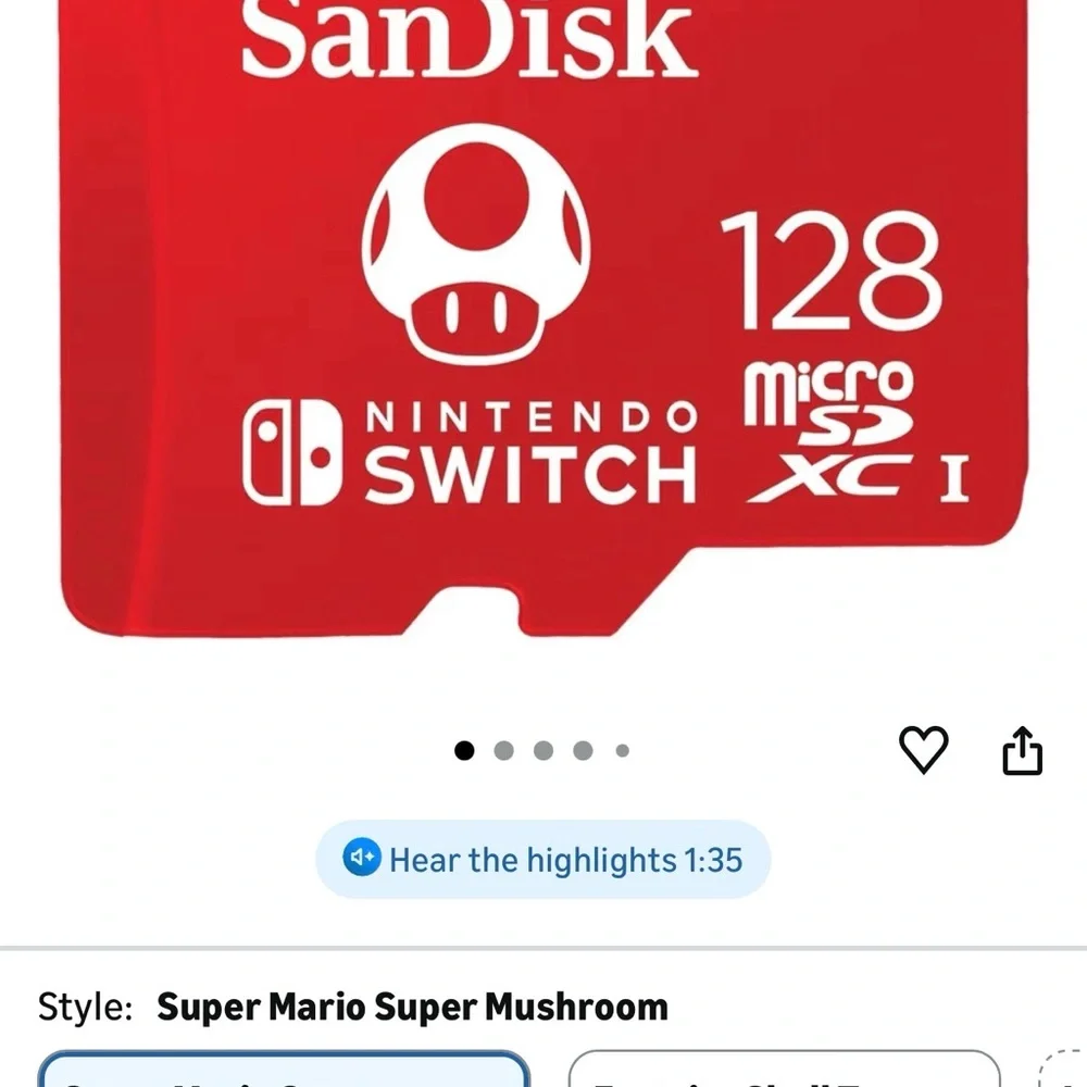 Nintendo Switch SanDisk 128GB MicroSD Card - Red